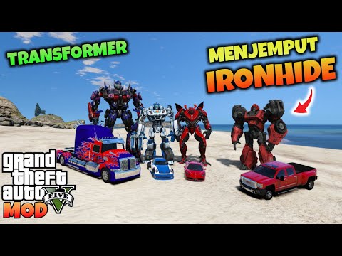 TRANSFORMER OPTIMUS PRIME DINO DAN JAZZ JEMPUT ANGGOTA AUTOBOT IRONHIDE - GTA 5 MOD TRANSFORMER