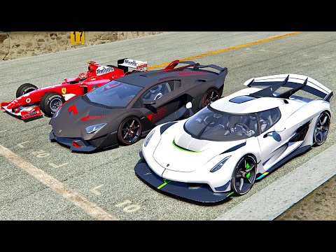 Koenigsegg Jesko vs Ferrari F1 2004 vs Lamborghini SC18 Alston - Mugello