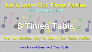 Kidzone - Let's Learn Our Times Tables - 8 Times Table