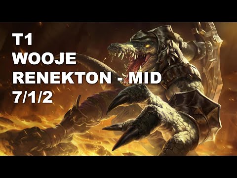 T1 Wooje Mid Renekton vs Irelia - KR Challenger Patch 10.8