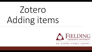 Zotero - Adding items