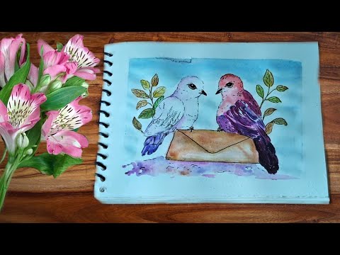 How to Paint Cute Watercolor Birds for Beginners | How to Paint Cute Colorful Birds for Beginners