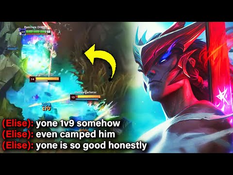 The enemy team perma camps me, but I hard 1v5 on yone and make them rage