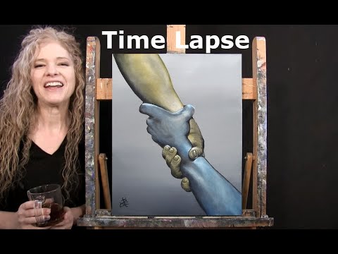 TIME LAPSE - Learn How to Paint "HANDS OF HOPE" with Acrylic - Symbolic Figure Step by Step Tutorial