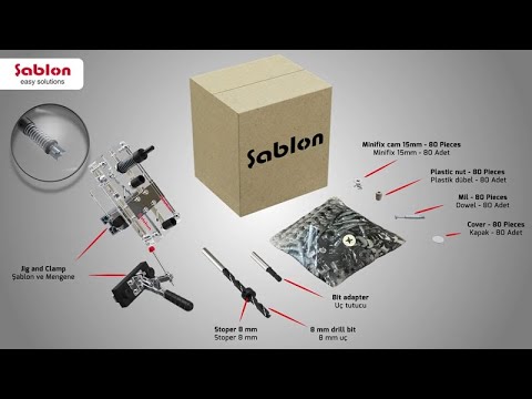 MINIFIX DRILLING JIG ( 18-19 mm 3/4 " panel) WITH 80 SETS OF MINIFIX CAM & DOWEL & NUT AND COVER
