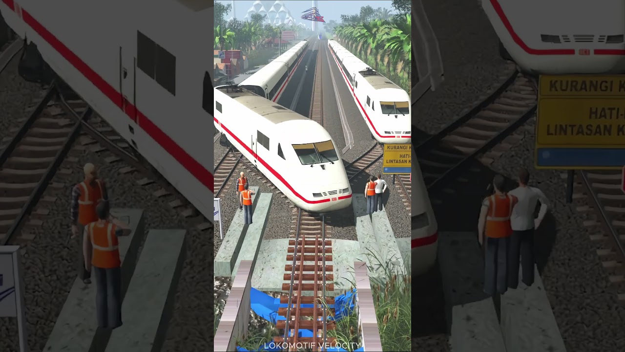 Two sets of ICE high-speed trains are stopped waiting on the double track #railways #train