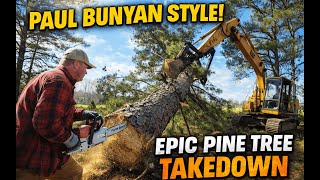Paul Bunyan Style! Taking Down Pine Trees with Stihl Farm Boss & Excavator