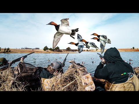 OKLAHOMA CANVASBACK CANYON POND DUCK HUNT! (LIMIT OF CANS)