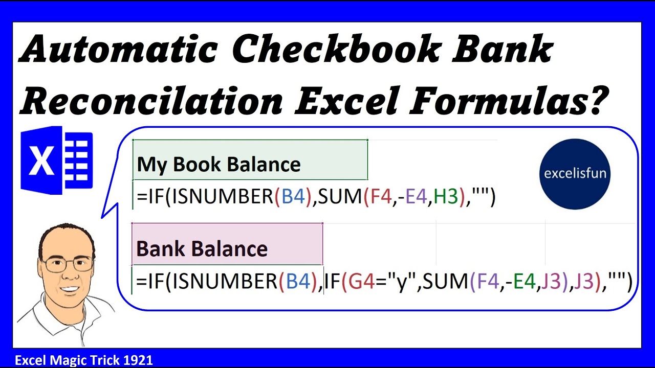 Excel Formula for Accounting Bank Reconciliation with IF, ISNUMBER & SUM Functions. EMT 1921.
