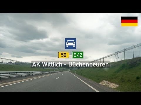 Driving in Germany: Bundesstraße B50 E42 from AK Wittlich (A1) to Büchenbeuren