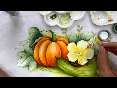 Como Pintar Abobora e Abobrinha em Tecido- Café com arte #165