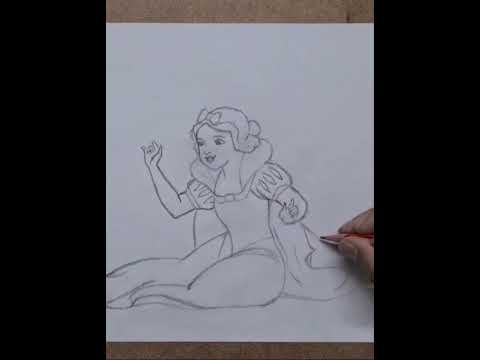Snow White Drawing - Draw Freehand with Pencil & Using Black Outliner - Draw Easly - Watch More 👇