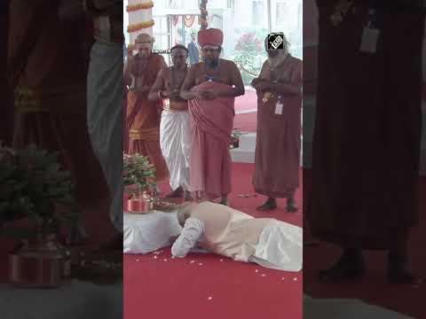 Prime Minister Narendra Modi bows down in front of Sengol