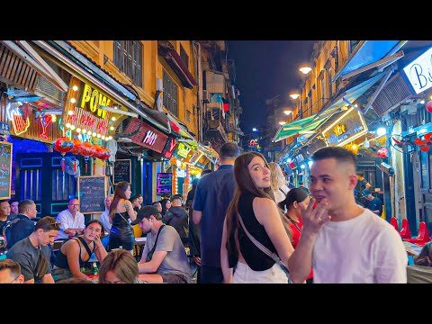 Rua da cerveja em Hanói | Vida noturna em Hanói | Vietnã 2023 [4K]
