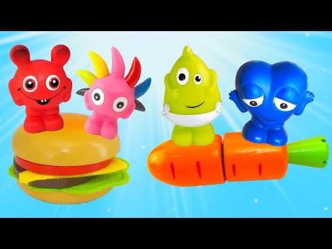 Babblarna fikar på mellanmål och gör rolig leksaksmat - Lek med oss