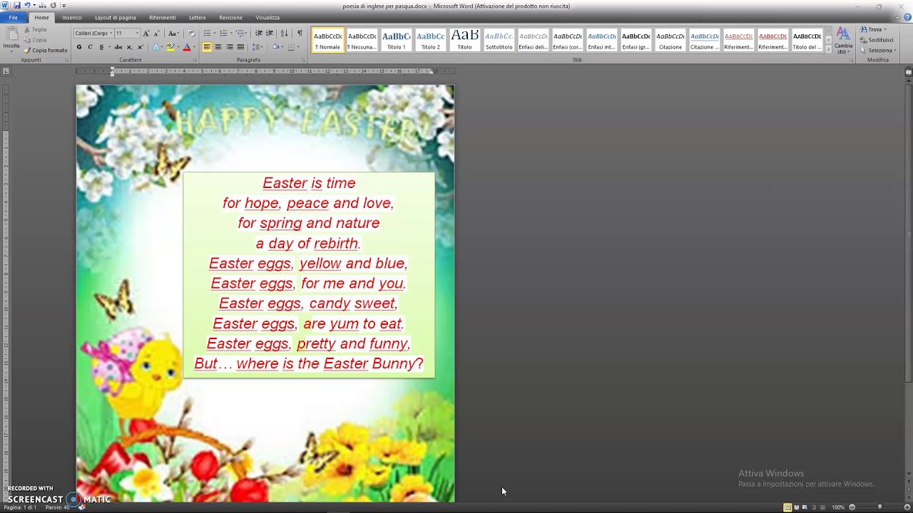 poesia di Pasqua in Inglese a.s. 2019-2020