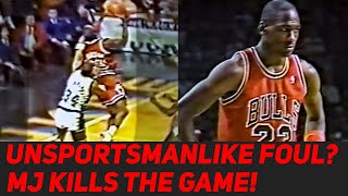 Michael Jordan Kills the Game Even In The Face of Unsportsmanlike Fouls!