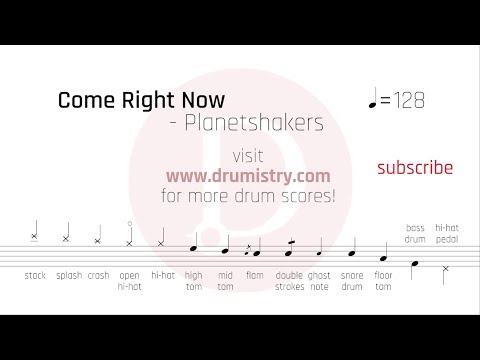 Planetshakers - Come Right Now Drum Score