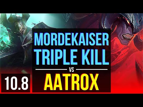 MORDEKAISER vs AATROX (TOP) | 3 early solo kills, Triple Kill, KDA 10/2/5 | KR Grandmaster | v10.8