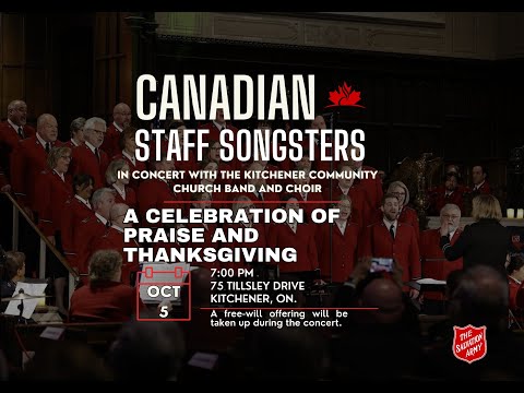 The Salvation Army Canadian Staff Songsters Concert in Kitchener October 5th, 2024