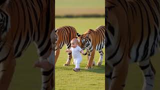 Download lagu Baby guarded by 2 big tigers #baby #cute #cutebabyshort #funny mp3