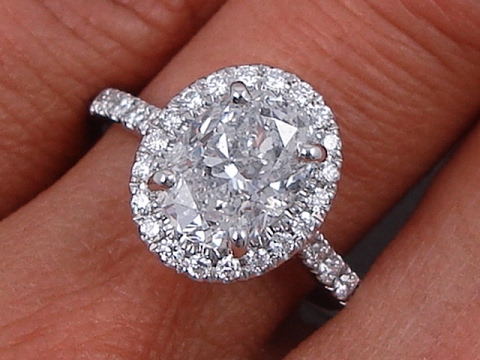 2.46 ctw Oval Cut Lab Grown Genuine Diamond Engagement Ring - BigDiamondsUSA