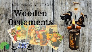 DIY Vintage Inspired Halloween Cards and Wooden Ornaments Decor