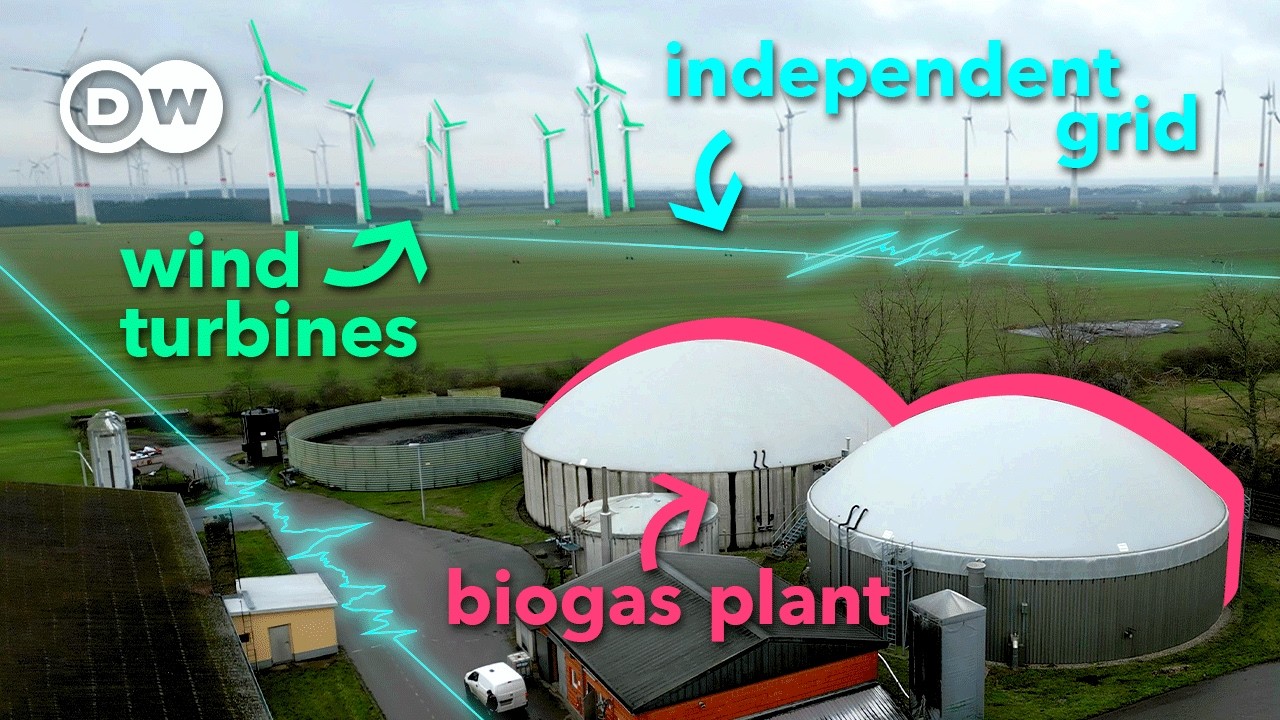 Feldheim Germany off-grid renewable energy village with wind turbines and biogas plant