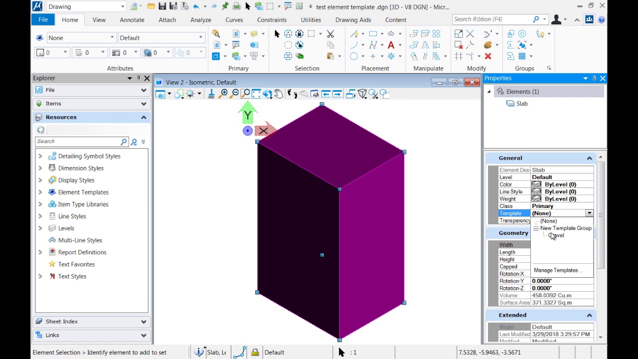 MicroStation Element Templates