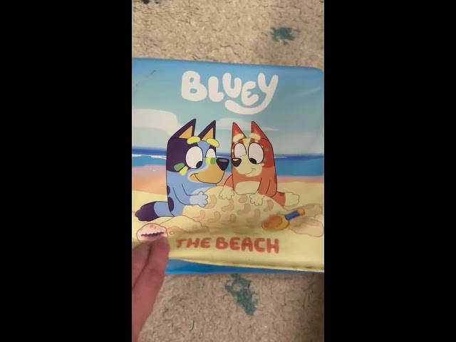 Vídeo relacionado con Bluey La Playa Libros para la Hora del Baño - Libros de actividades para niños, 6 figuras con ventosa, 1 bolsa de malla