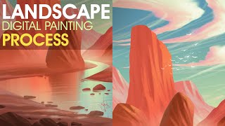 Landscape Digital Painting For Beginners | Photoshop Art Tutorial | From Sketch To Final Image