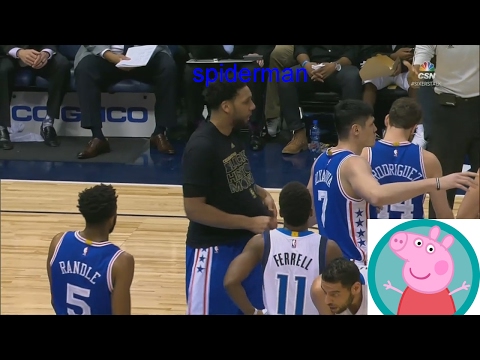 Jahlil Okafor Forgets to Remove his Warm-Up Shirt | Sixers vs Mavericks | 2017 NBA Season#1