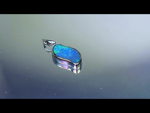 Sterling Silver Freeform Blue Green Opal doublet pendant