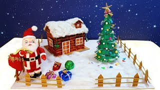 Christmas Decoration idea |  How to make Christmas House, Christmas tree & Santa Claus