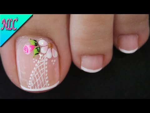 DISEÑO DE UÑAS FLOR Y ROSA CON FRANCÉS PARA NOVIA – FLOWERS NAIL ART – ROSES NAIL ART – NLC