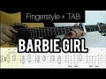 Aqua - Barbie Girl | Fingerstyle Guitar (TABLATURE + CHORD)