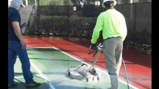 preview picture of video 'Pressure cleaning a tennis court using a ANT3C Hydro Twister surface cleaner. 800-666-1992'
