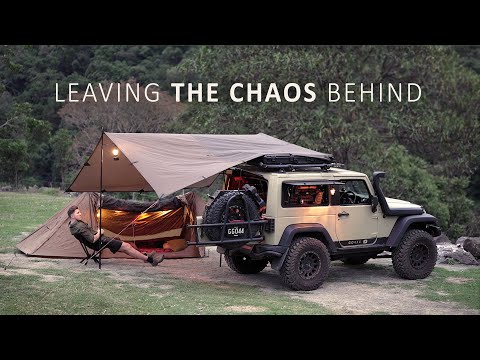 Relaxing SOLO Camping Escape | Gloomy Rain, Cozy Shelter & Mountain Views (ASMR)