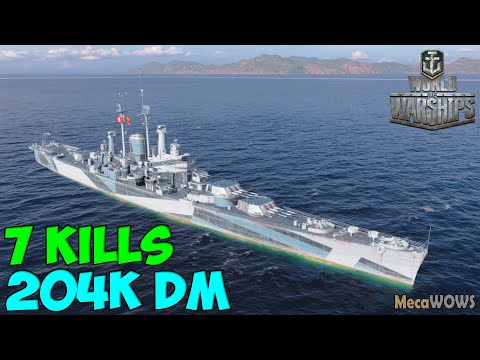 World of WarShips | Des Moines | 7 KILLS | 204K Damage - Replay Gameplay 1080p 60 fps