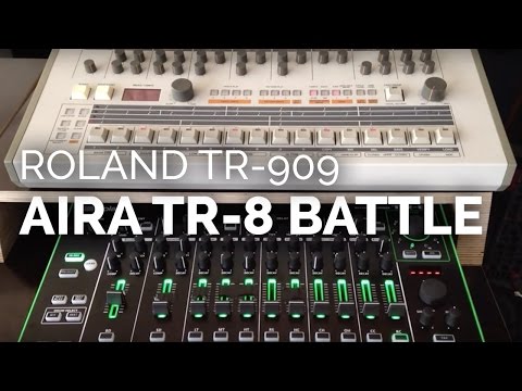Roland TR-909 vs. Aira TR-8 BATTLE shootout (HQ 720p) in tune MIDI sync Full swing  JACK