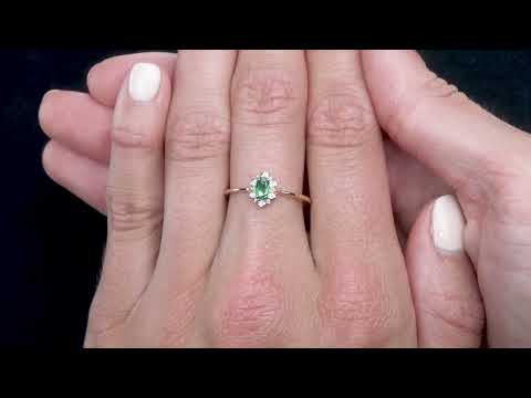 Emerald and Diamond Stellato Cluster Ring in 9K Gold - E5053