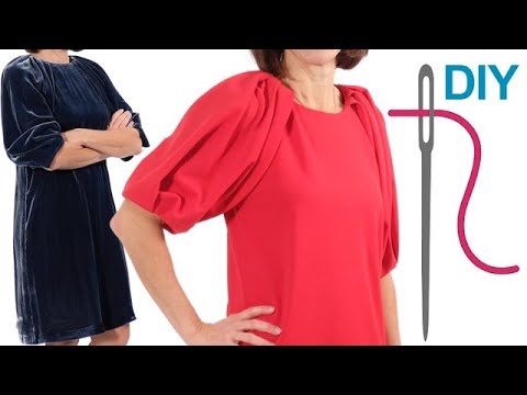 DIY Kleid mit Falten und weitem Arm nähen für - Damen Schnittmuster "Gitta" für Damen