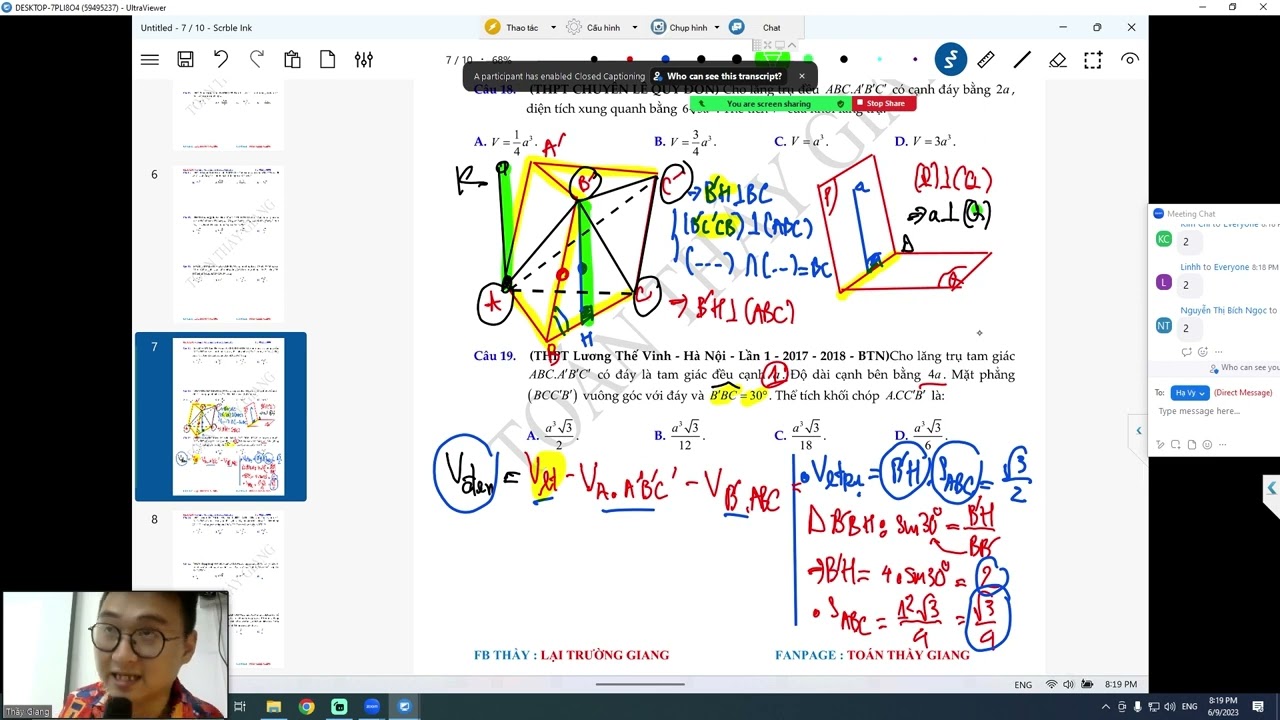 THỂ TÍCH LĂNG TRỤ BUỔI 2