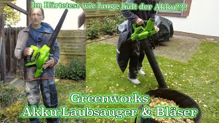 Akku-Laubsauger und Bläser von Greenworks (GD40BVK2X) im Härtetest / Wie lange halten die Akkus?