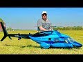 HUGE RC BELL 222 AIRWOLF BLUE SCALE MODEL TURBINE HELICOPTER FLIGHT DEMONSTRATION