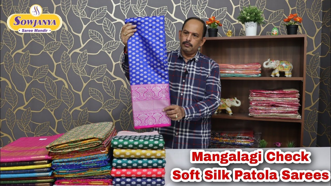 <p style="color: red">Video : </p>Fancy Mangalagiri Checks &amp; Soft silk Patola Sarees |@Sowjanya Saree Mandir 2022-11-29