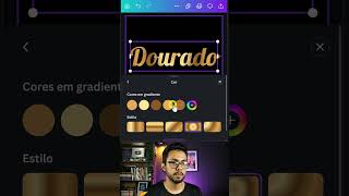 2 Formas de fazer TEXTO DOURADO no Canva (Fácil e Rápido) #shorts #canva #designdeconversao