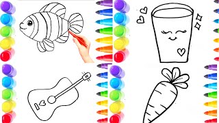 How To Draw cute fish Drawing, Painting & Coloring For Kids and Toddlers -child Art 