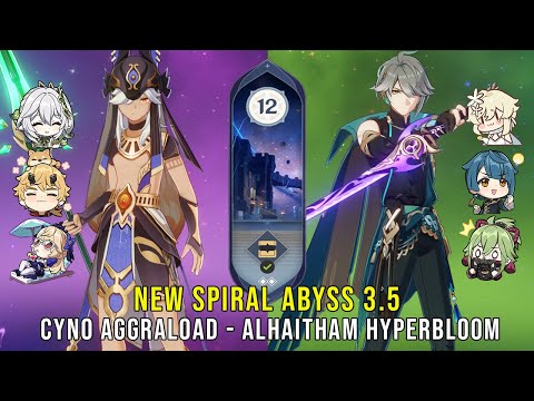 C1 Cyno AggraLoad and C0 Alhaitham Hyperbloom - NEW Genshin Impact Abyss 3.5 - Floor 12 9 Stars