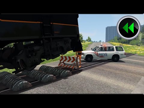 Reverse Trains vs Speed Bumps - BeamNG Drive